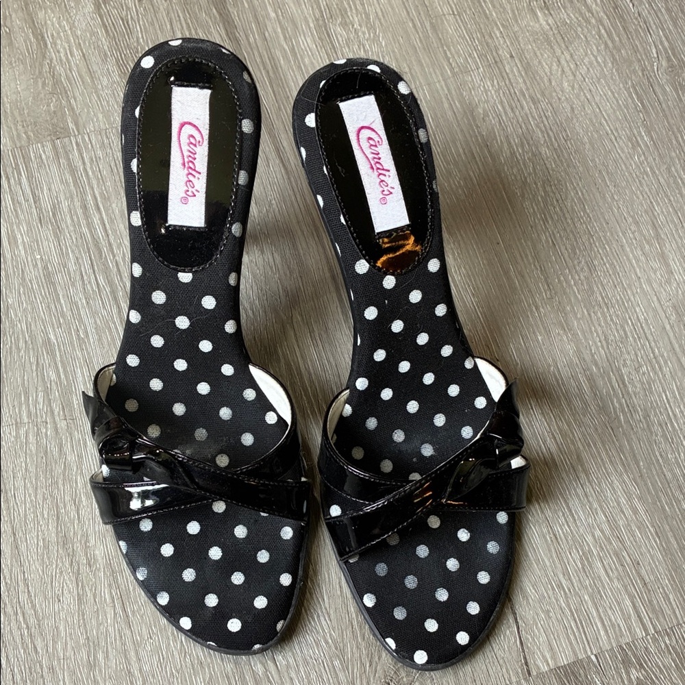 Candie's Black and White Polka Dot Heels